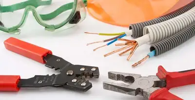 Electrical wiring repair with professional tools and safety equipment in Sachse, TX