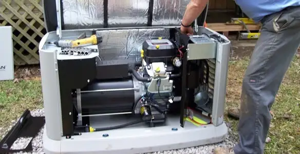 generator installation service showing technician connecting and configuring generator components in Dallas, TX